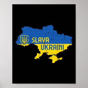 Slava Ukraini Glory To Ukraine Map Ukrainian Men W Poster