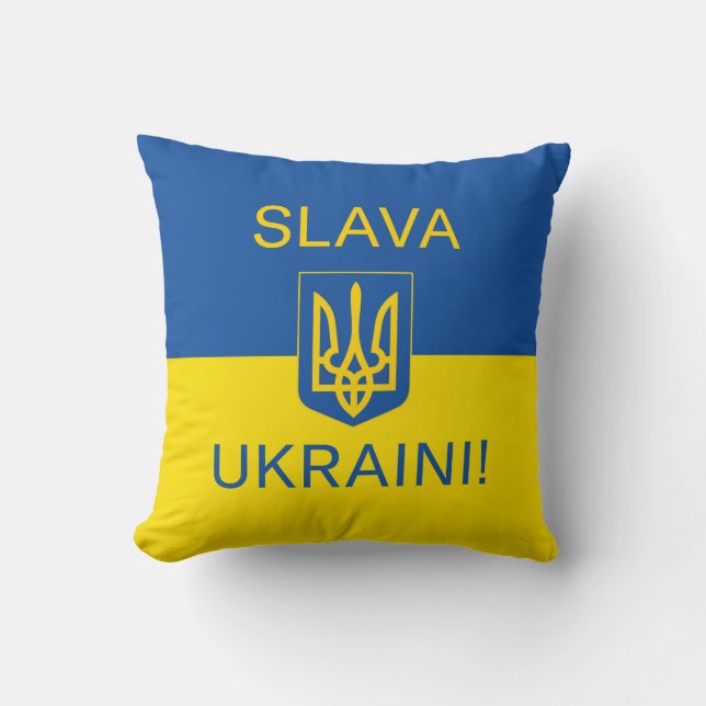Slava Ukraini glory Ukraine war peace symbol patri Cushion (Front)
