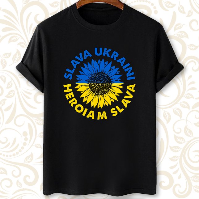 Slava Ukraini Heroiam slava sunflower Ukraine flag T-Shirt (Creator Uploaded)