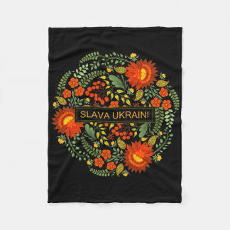 Slava Ukraini Petrykivka Painting-glory To Ukraine Fleece Blanket