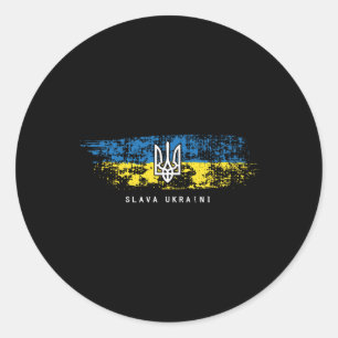 Slava Ukraini Shirt Ukrainian Flag Ukraine Tryzub  Classic Round Sticker