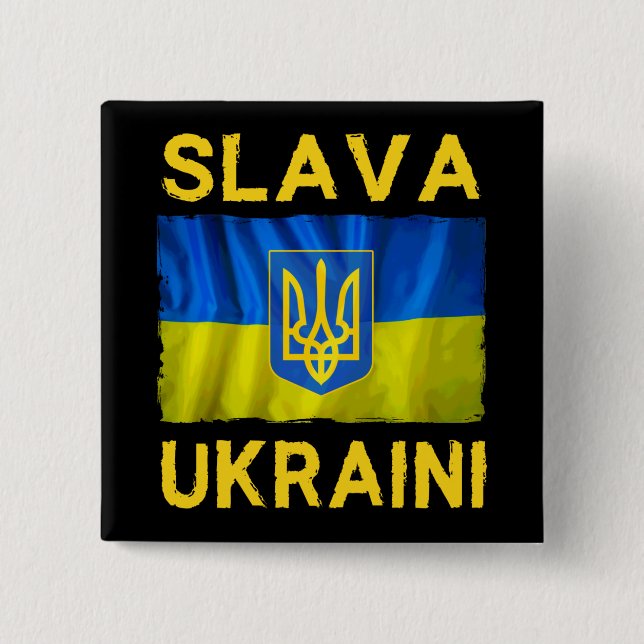 Slava Ukraini slava ukraina flag 15 Cm Square Badge (Front)