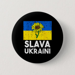 Slava Ukraini Sunflower Stand With Ukraine Mens Wo 6 Cm Round Badge