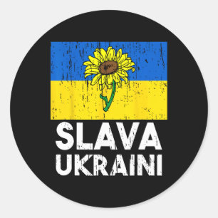 Slava Ukraini Sunflower Stand With Ukraine Mens Wo Classic Round Sticker