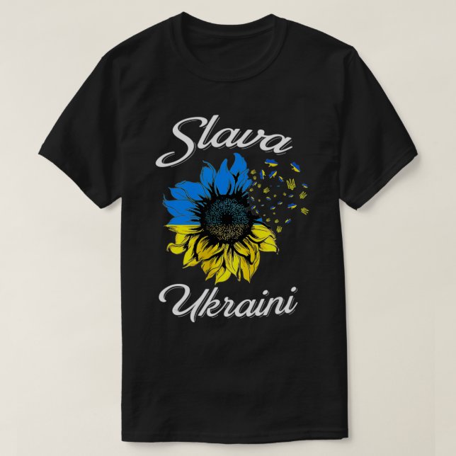 Slava Ukraini Sunflower Ukrainian Flag I Stand Wit T-Shirt (Design Front)