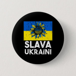 Slava Ukraini Sunflower Vintage Stand With Ukraine 6 Cm Round Badge
