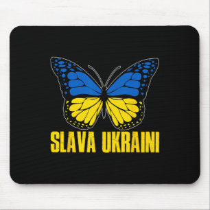 Slava Ukraini Support Ukraine Retro Ukrainian Flag Mouse Pad
