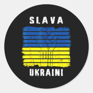 Slava Ukraini Support Ukraine Vintage Ukrainian Fl Classic Round Sticker