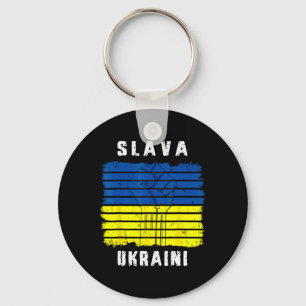 Slava Ukraini Support Ukraine Vintage Ukrainian Fl Key Ring