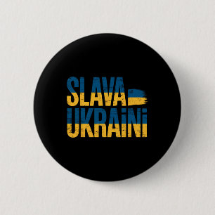 Slava Ukraini Ukraine Flag Colors Distressed Retro 6 Cm Round Badge