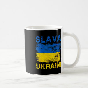 Slava Ukraini Ukraine Flag Colors Distressed Retro Coffee Mug