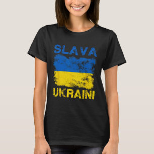 Slava Ukraini Ukraine Flag Colors Distressed Retro T-Shirt