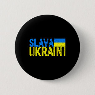 Slava Ukraini Ukraine Flag Colors Distressed Slava 6 Cm Round Badge