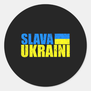 Slava Ukraini Ukraine Flag Colors Distressed Slava Classic Round Sticker