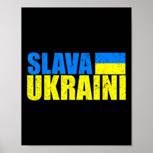 Slava Ukraini Ukraine Flag Colors Distressed Slava Poster