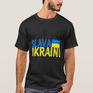 Slava Ukraini Ukraine Flag Colors Distressed Slava T-Shirt