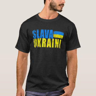 SLAVA UKRAINI Ukraine Flag Colours Distressed Retr T-Shirt