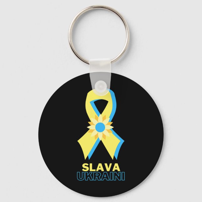 Slava Ukraini Ukraine Support I Stand With Ukraine Key Ring (Front)
