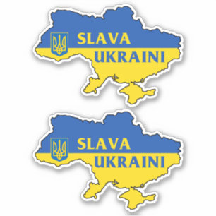Slava Ukraini Ukraine Ukrainian flag map Sticker