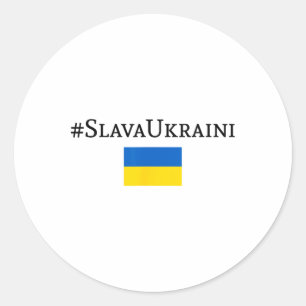 Slava Ukraini With Ukraine Flag Classic Round Sticker