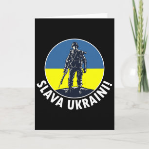Slava Ukraini With Ukraine Flag Colors And Ukraine Card