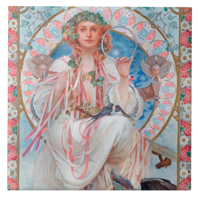 Slavia, Mucha Ceramic Tile (Front)