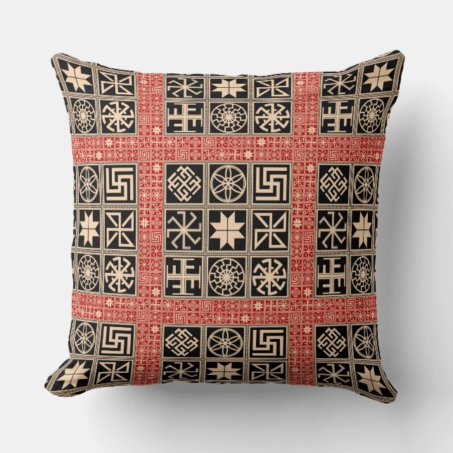 Slavic Amulet Signs Throw Pillow II (Front)