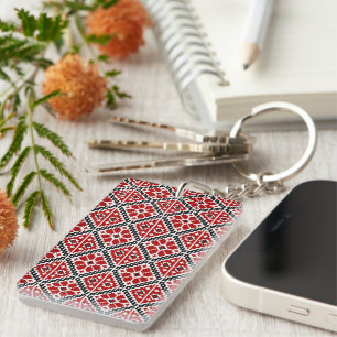 Slavic Ethnic Embroidery, Balkan Traditional Key Ring