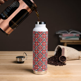 Slavic Ethnic Embroidery, Balkan Traditional Water Bottle