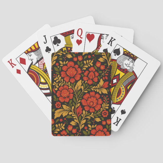 Slavic national decorative floral pattern playing cards (Back)