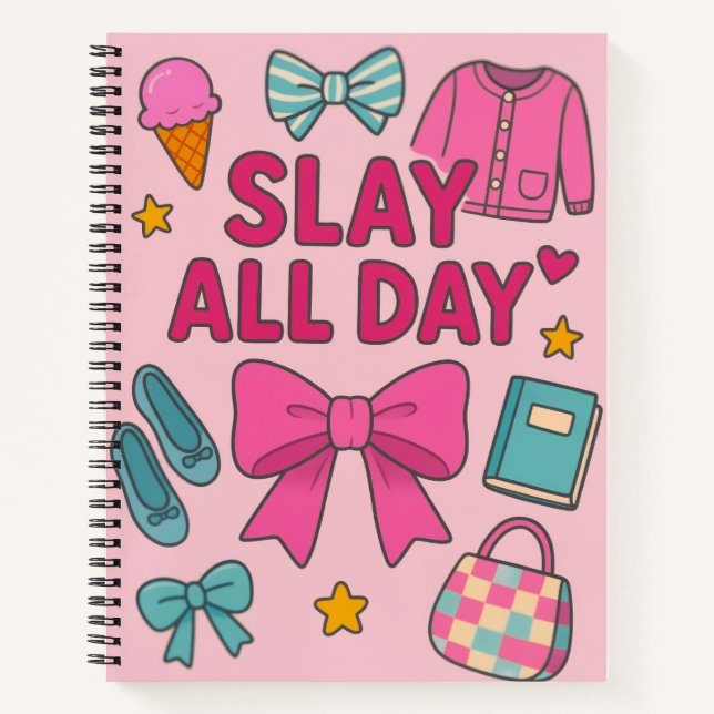 Slay All Day Preppy  Notebook (Front)