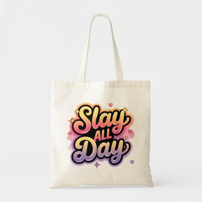 Slay All Day Tote Bag, School Bag (Front)