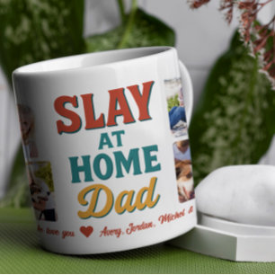 Slay at Home Dad Personalised 8 Photo Collage Coffee Mug