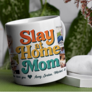 Slay at Home Mum Personalised 8 Photo Collage Coffee Mug