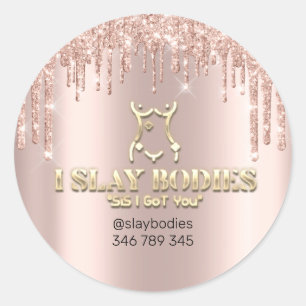 Slay Bodies Logo Cosmetic Sculpting Rose Gold Classic Round Sticker