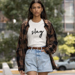 Slay | Modern Minimalist Trendy Stylish Urban<br><div class="desc">Simple,  stylish,  trendy  “slay” urban quote art T-shirt in modern minimalist handwriting style typography in off black inspired by beauty,  looking awesome,  killing it and girl power!</div>