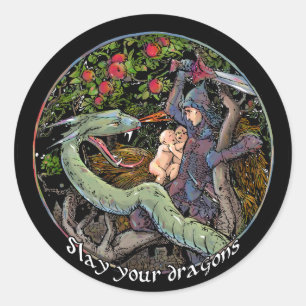 Slay your dragons, Gift for Jordan Peterson fans. Classic Round Sticker
