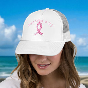 Slaying Cancer in Style Hat   Pink Ribbon