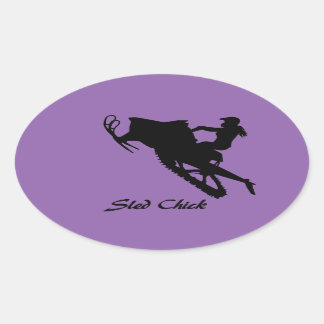 Sled Chick Oval Sticker