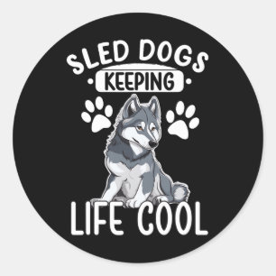 Sled Dog Huskie Alaska Winter Sports Sledding Fun Classic Round Sticker