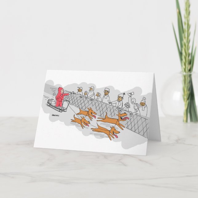 Sled Dog Race Holiday Greeting Card (Front)