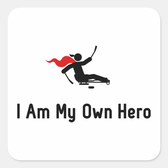 Sled Hockey Hero Square Sticker (Front)