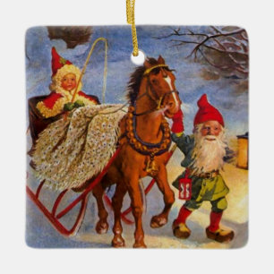 “Sled Ride at Night” by Jenny Nystrom Ceramic Ornament