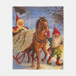 “Sled Ride at Night” by Jenny Nystrom Fleece Blanket