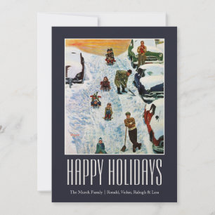 Sledding and Digging Out Holiday Card