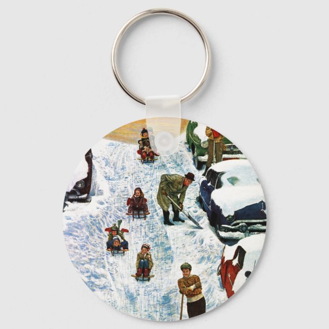 Sledding and Digging Out Key Ring (Front)