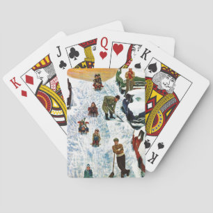 Sledding and Digging Out Playing Cards