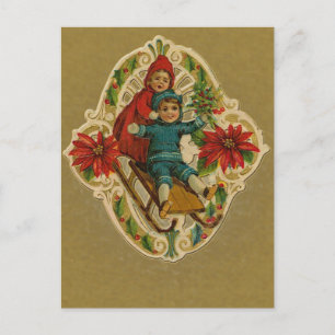 Sledding and Poinsettias Holiday Cards