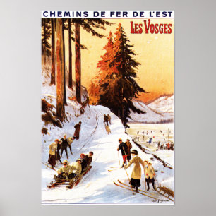 Sledding and Skiing at Vosges Poster