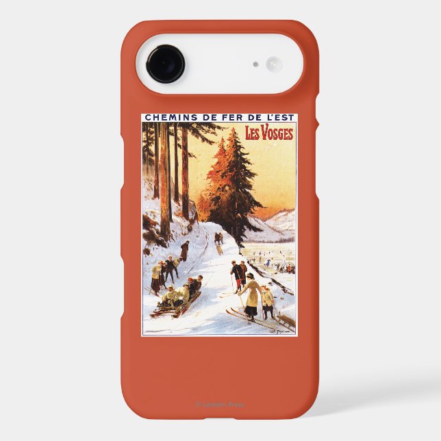 Sledding and Skiing at Vosges Poster Case-Mate iPhone Case (Back)
